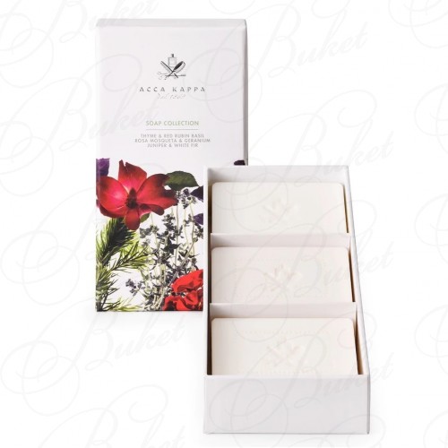Набор ACCA KAPPA Soaps Gift Set (Thyme & Red Rubin Basil, Juniper & White Fir, Rosa Mosqueta & Geranium)