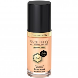 Тональный крем MAX FACTOR MAKE UP FACEFINITY ALL DAY FLAWLESS 3-in-1 VEGAN FOUNDATION №33W Crystal Beige