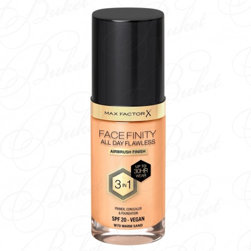 Тональный крем MAX FACTOR MAKE UP FACEFINITY ALL DAY FLAWLESS 3-in-1 VEGAN FOUNDATION №70W Warm Sand