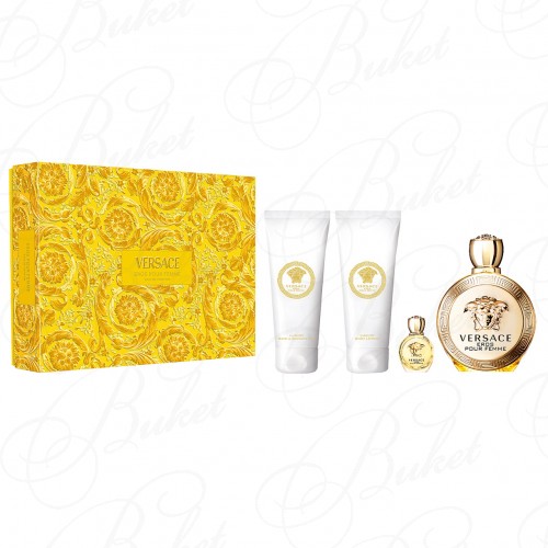 Набор VERSACE EROS POUR FEMME SET (edp 100ml+edp 5ml+b/lot 100ml+sh/gel 100ml)