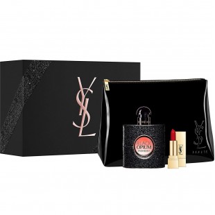 YVES SAINT LAURENT BLACK OPIUM SET (edp 50ml+мини-помада Rouge Pur Couture №01 Le Rouge 1.5g+косметичка)