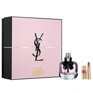 YVES SAINT LAURENT MON PARIS SET (edp 50ml+Rouge Volupte Shine Lipstick №49 Bright Strawberry Pink 1.6g)