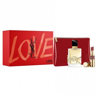 YVES SAINT LAURENT LIBRE SET (edp 50ml+Rouge Volupte Shine Lipstick №86 Mauve Cuir 4.5g+косметичка)