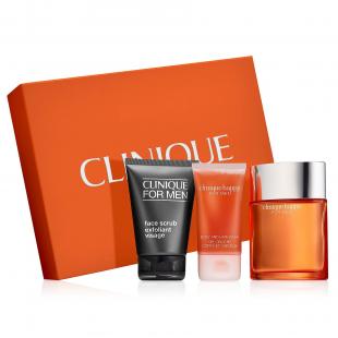 CLINIQUE HAPPY FOR MEN SET (edt 100ml+f/scrub 100ml+sh/g 50ml)