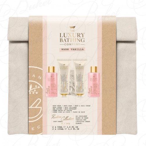 Набор Restore Collection (гель для душа 100ml+крем для тела 50ml+крем для рук 50ml+пена для ванны 100ml+мочалка) с ароматом ванили