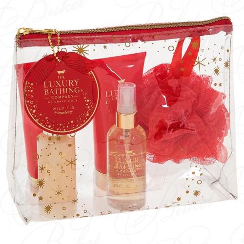 Набор подарочный Ultimate Radiance (гель для душа 150ml+крем для тела 150ml+пена для ванны 100ml+спрей для тела и волос 100ml+мочалка+косметичка) с ароматом инжира и клюквы