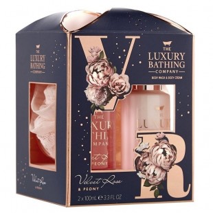 Набор подарочный Exquisite (гель для душа 100ml+лосьон для тела 100ml+мочалка) с ароматом розы и пиона