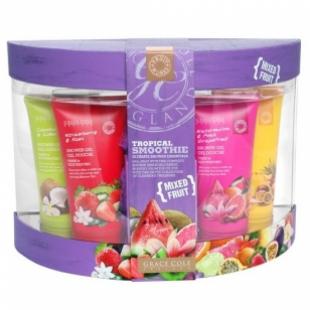 Набор подарочный Tropical Smoothie (гель для душа очищающий, освежающий 4x100ml+мыло для тела 100g+мочалка) с ароматом тропических фруктов