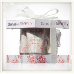 Набор подарочный Sense Of Serenity (гель для душа 50ml+лосьон для тела 50ml+крем для рук 50ml+мочалка) с ароматом белого чая