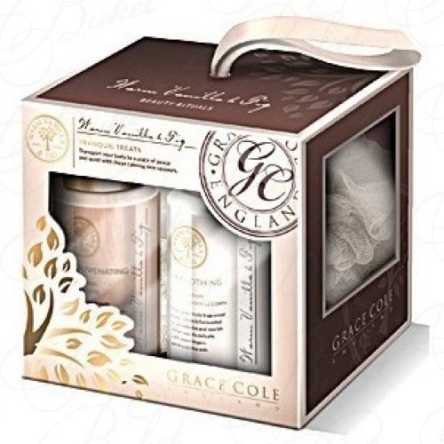 Набор подарочный Tranquil Treats (гель для душа 100мл+лосьон для тела 100мл+мочалка) с ароматом ванили и инжира