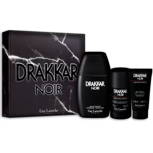 Набор GUY LAROCHE DRAKKAR NOIR SET (туалетная вода 100ml+гель для душа 50ml+дезодорант 75ml)