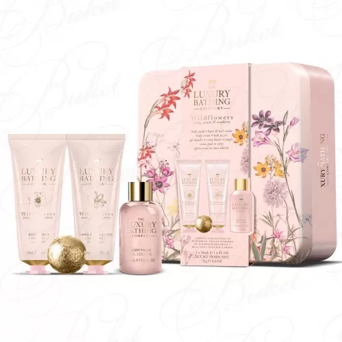 Набор Relax & Unwind (гель для душа 50ml+крем для тела 50ml+крем для рук 50ml+бомбочка для ванны 50g) с ароматом пиона, персика и малины